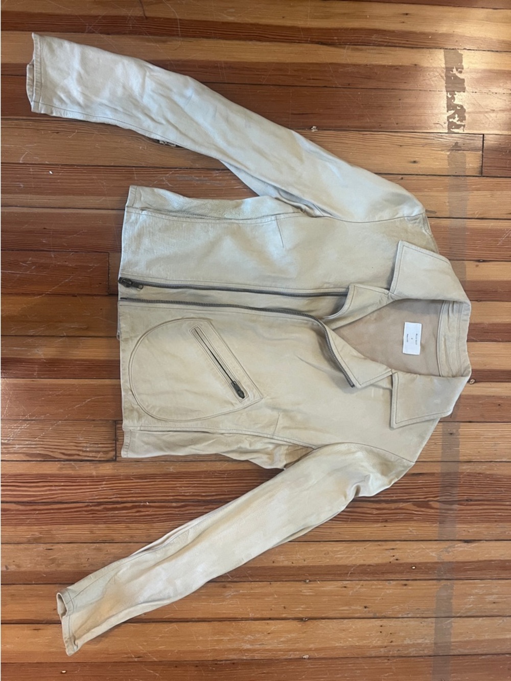 Billy Reid Leather Jacket with Asymmetrical Zip